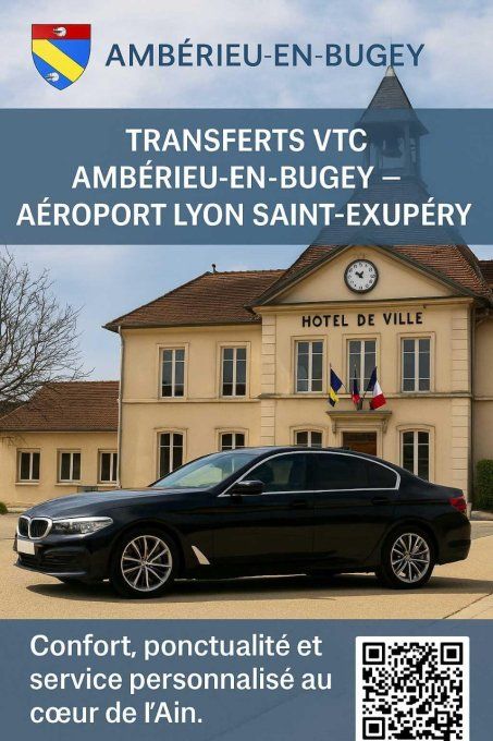 VTC Amberieu en Bugey / Aéroport Lyon 99-90 TTC